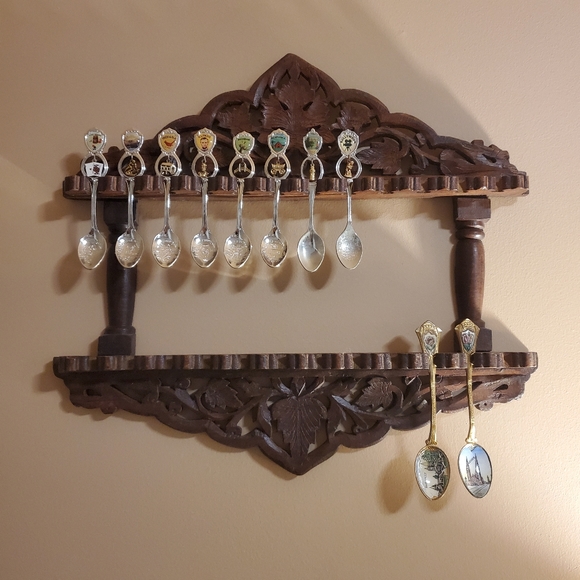 Souvenir Spoon Wall Mounted Wood Display Rack Holder Organizer - set of 3 - Picture 8 of 11